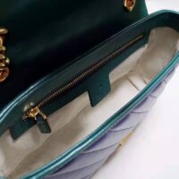 Gucci Women GG Marmont Small Shoulder Bag Blue Diagonal Matelassé Leather