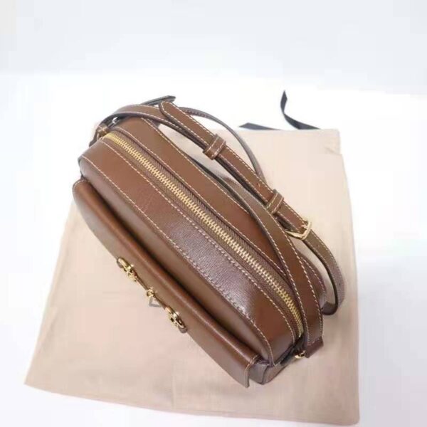 Gucci Women Gucci Horsebit 1955 Small Shoulder Bag Brown Textured Leather (11)