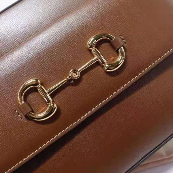 Gucci Women Gucci Horsebit 1955 Small Shoulder Bag Brown Textured Leather (9)