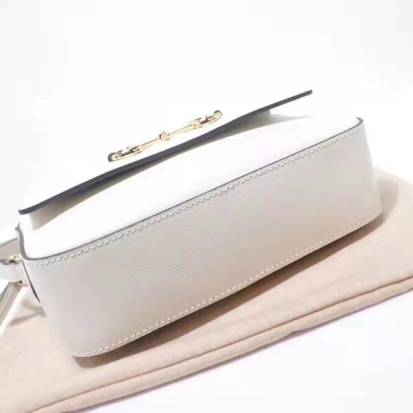 Gucci Women Gucci Horsebit 1955 Small Shoulder Bag Dark Red Leather White Textured Leather (10)
