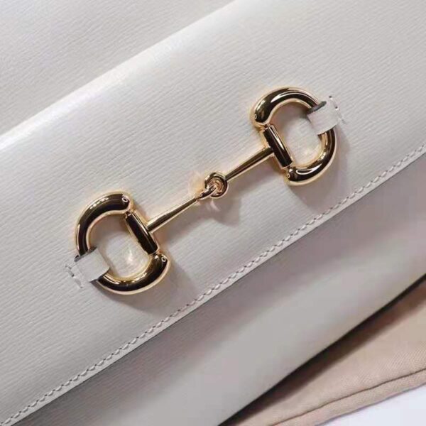 Gucci Women Gucci Horsebit 1955 Small Shoulder Bag Dark Red Leather White Textured Leather (6)