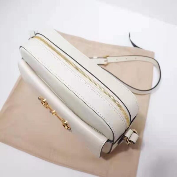 Gucci Women Gucci Horsebit 1955 Small Shoulder Bag Dark Red Leather White Textured Leather (7)