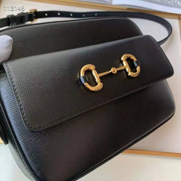 Gucci Women Gucci Horsebit 1955 Small Shoulder Bag Textured Leather-Blac (4)