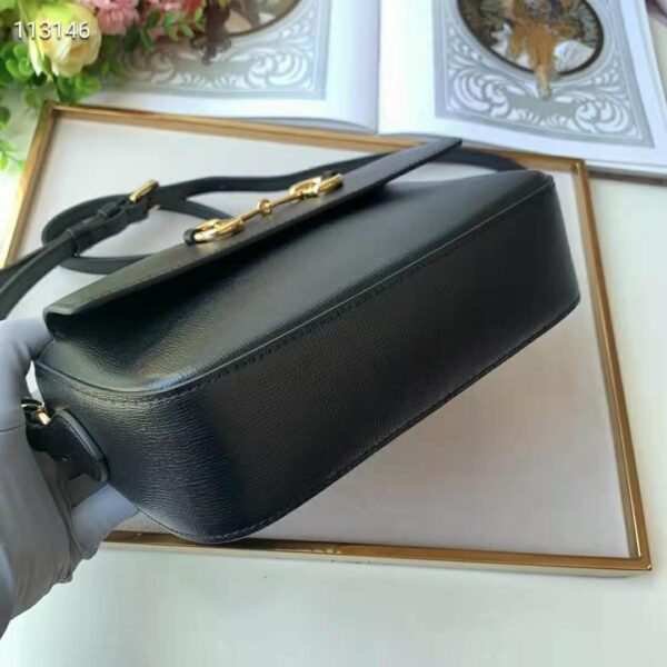 Gucci Women Gucci Horsebit 1955 Small Shoulder Bag Textured Leather-Blac (6)