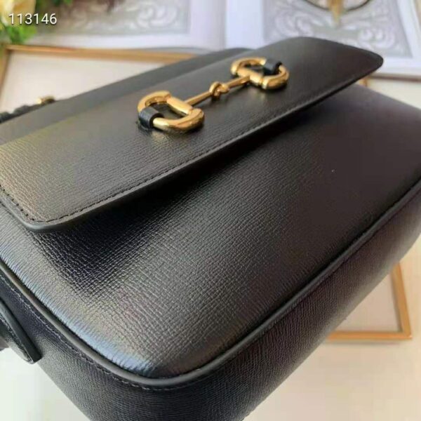 Gucci Women Gucci Horsebit 1955 Small Shoulder Bag Textured Leather-Blac (7)