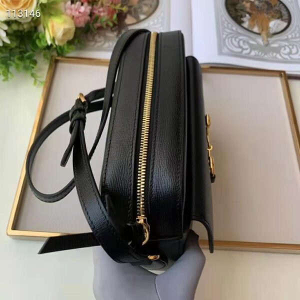 Gucci Women Gucci Horsebit 1955 Small Shoulder Bag Textured Leather-Blac (8)