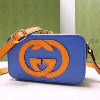 Gucci Women Interlocking G Mini Bag Blue and Orange Leather Interlocking G