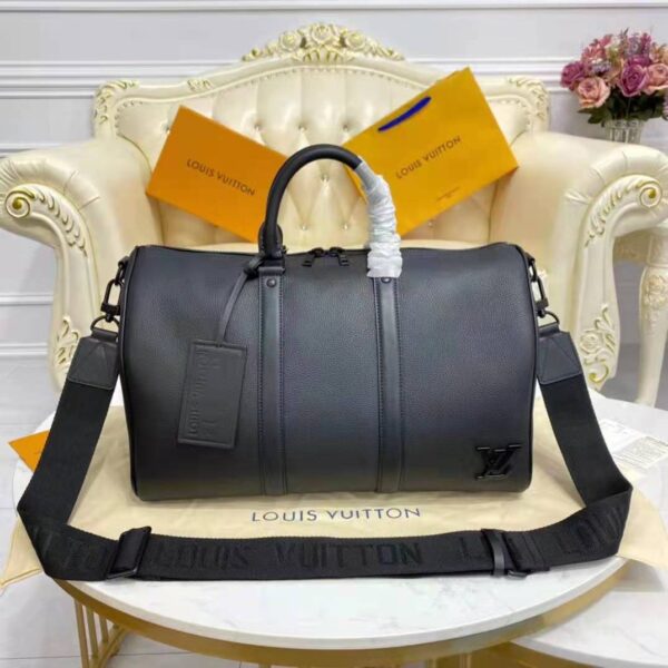 Louis Vuitton LV Unisex Keepall Bandouliere 40 Black Cowhide Leather (3)