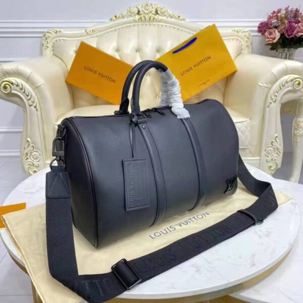 Louis Vuitton LV Unisex Keepall Bandouliere 40 Black Cowhide Leather (4)