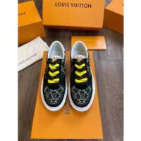 Louis Vuitton LV Unisex LV Ollie Sneaker Green Textile Double Laces with Vuitton Signature