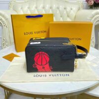 Louis Vuitton LV Unisex LV x NBA Cloakroom Dopp Kit Black Cowhide Leather