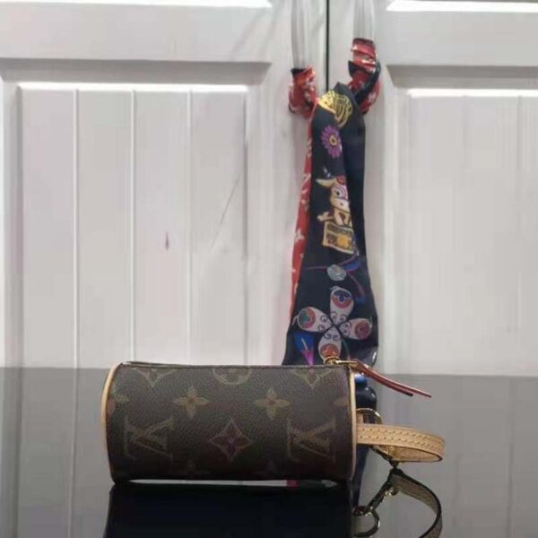Louis Vuitton LV Unisex Micro Papillon Bag Brown Charm Monogram Canvas Natural Cowhide (4)