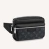 Louis Vuitton LV Unisex Outdoor Bumbag Black Taiga Cowhide Leather Monogram Eclipse Coated Canvas