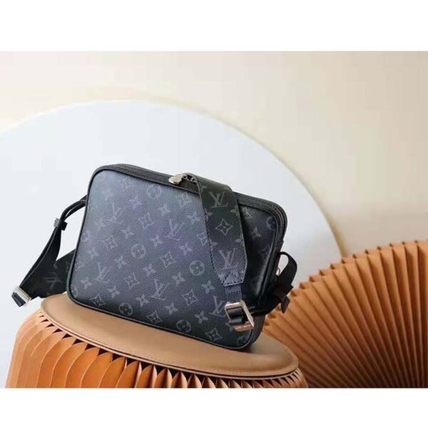 Louis Vuitton LV Unisex Outdoor Bumbag Black Taiga Cowhide Leather Monogram Eclipse Coated Canvas (3)