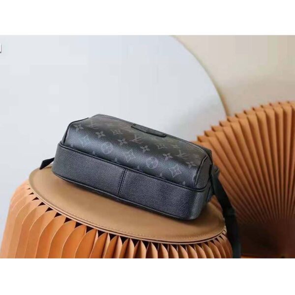 Louis Vuitton LV Unisex Outdoor Bumbag Black Taiga Cowhide Leather Monogram Eclipse Coated Canvas (4)