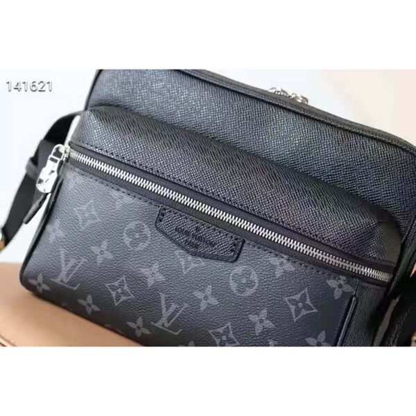 Louis Vuitton LV Unisex Outdoor Bumbag Black Taiga Cowhide Leather Monogram Eclipse Coated Canvas (7)