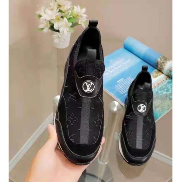 Louis Vuitton LV Unisex Run Away Sneaker Black Mix of Materials Technical Rubber LV Circle (8)