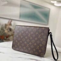 Louis Vuitton LV Unisex S Lock A4 Pouch Monogram Macassar Coated Canvas Epi Leather