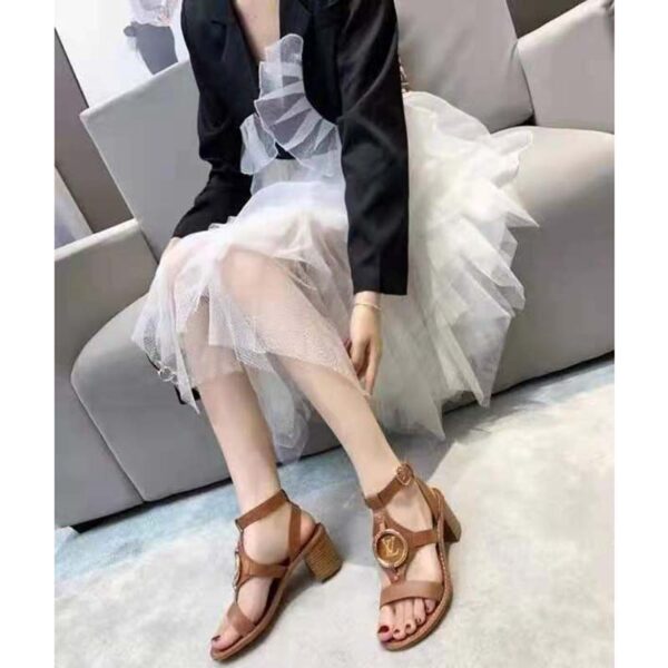 Louis Vuitton LV Women Faro Sandal Cognac Brown Calf Leather 5.5 cm Heel (3)