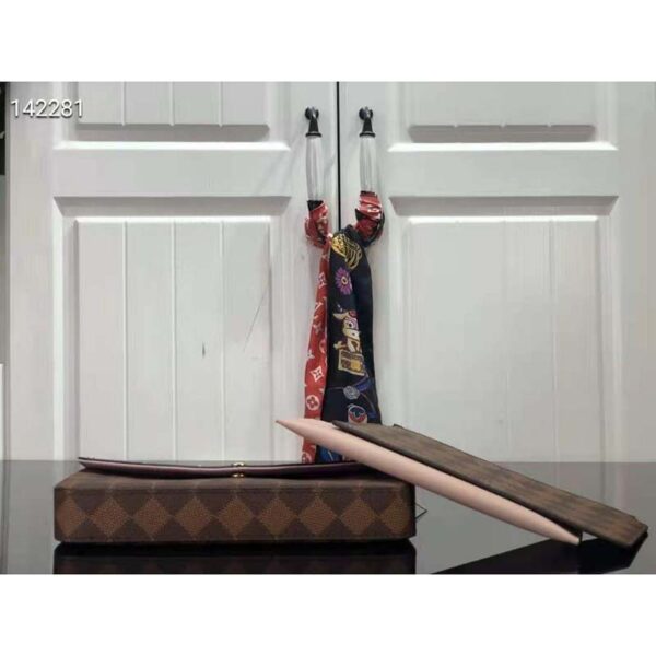 Louis Vuitton LV Women Félicie Pochette Damier Ebene Coated Canvas Pink Monogram Flowers (5)
