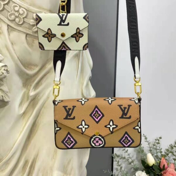 Louis Vuitton LV Women Félicie Strap Go Pochette Arizona Beige Crème Monogram Coated Canvas (5)