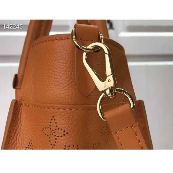 Louis Vuitton LV Women On My Side PM Tote Bag Summer Gold Orange Perforated Calf Leather (8)