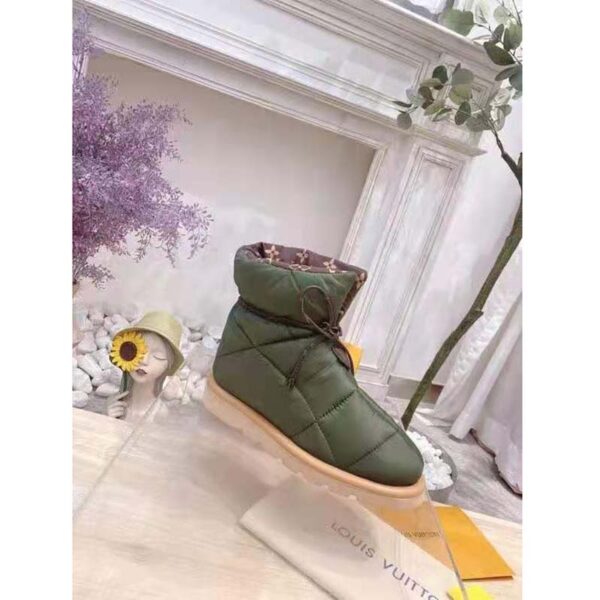 Louis Vuitton LV Women Pillow Comfort Ankle Boot Khaki Green Nylon Down Interior (6)