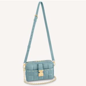 Louis Vuitton LV Women Troca PM Handbag Glacier Blue Damier Quilt Lambskin