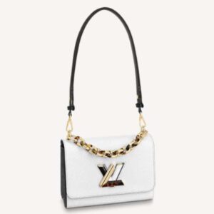 Louis Vuitton LV Women Twist MM Handbag White Epi Smooth Grained Leather