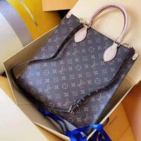 Louis Vuitton Unisex Sac Plat MM Handbag Monogram Coated Canvas Calfskin Leather