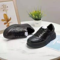 Gucci GG Unisex Gucci Jive Sneaker Black GG Embossed Leather Smooth Leather