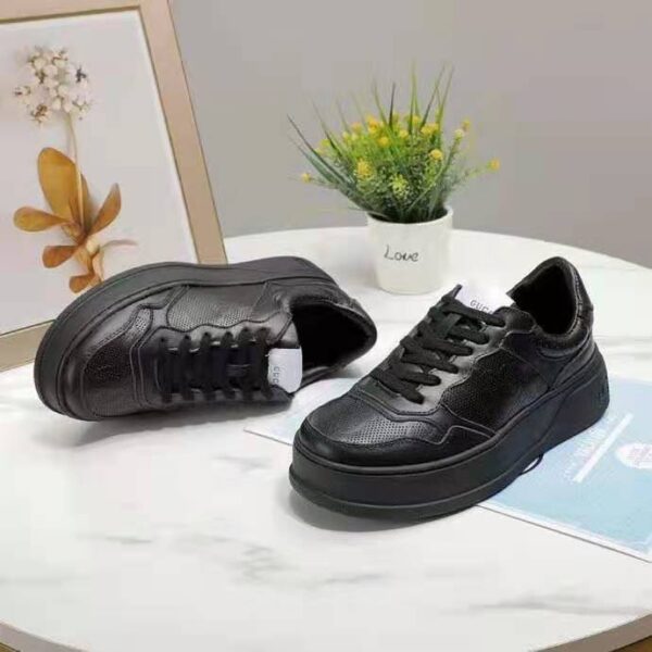 Gucci GG Unisex Gucci Jive Sneaker Black GG Embossed Leather Smooth Leather (2)