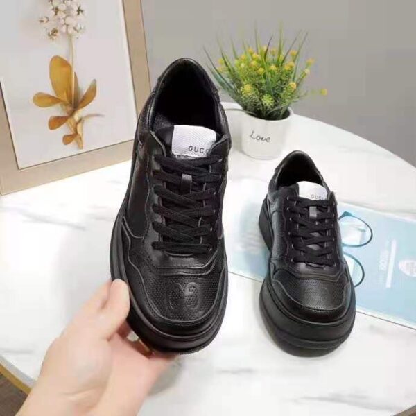 Gucci GG Unisex Gucci Jive Sneaker Black GG Embossed Leather Smooth Leather (5)