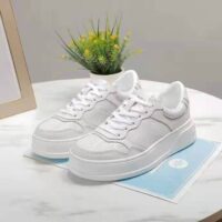 Gucci GG Unisex Gucci Jive Sneaker White GG Embossed Leather Smooth Leather