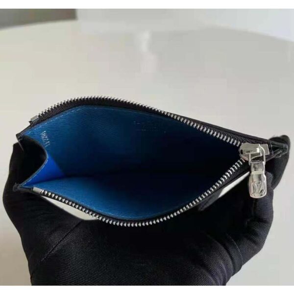 Louis Vuitton LV Unisex Coin Card Holder Monogram Eclipse Coated Canvas Blue Cowhide Leather (1)