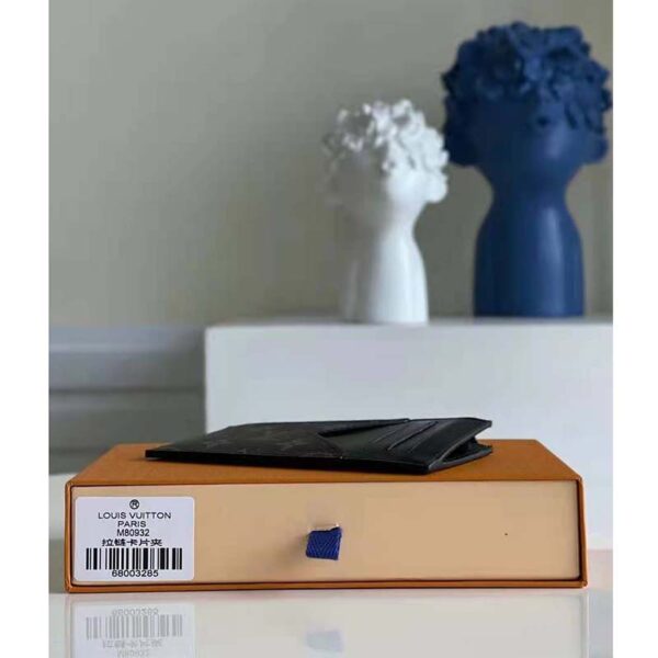 Louis Vuitton LV Unisex Coin Card Holder Monogram Eclipse Coated Canvas Blue Cowhide Leather (6)