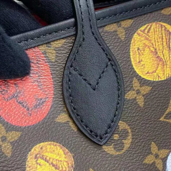 Louis Vuitton LV Unisex Neverfull MM Tote Monogram Cameo Printed Canvas Cowhide Leather (3)