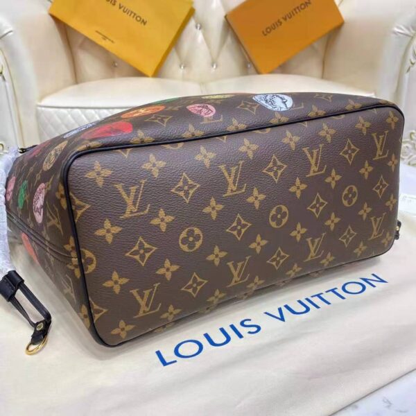 Louis Vuitton LV Unisex Neverfull MM Tote Monogram Cameo Printed Canvas Cowhide Leather (7)