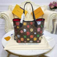 Louis Vuitton LV Unisex Neverfull MM Tote Monogram Cameo Printed Canvas Cowhide Leather