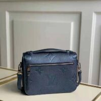 Louis Vuitton LV Unisex Pochette Metis Bag Navy Nacre Embossed Grained Cowhide Leather