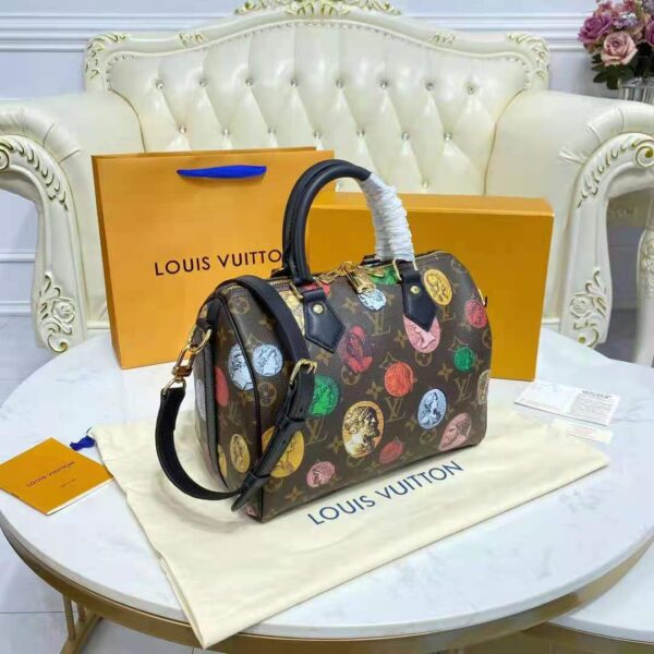 Louis Vuitton LV Unisex Speedy Bandoulière 25 Handbag Monogram Cameo Printed Canvas Cowhide (7)