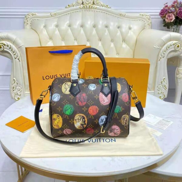 Louis Vuitton LV Unisex Speedy Bandoulière 25 Handbag Monogram Cameo Printed Canvas Cowhide (9)