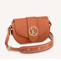 Louis Vuitton LV Women LV Pont 9 Soft MM Sienne Dorée Mocaccino Grained Calfskin Smooth Cowhide