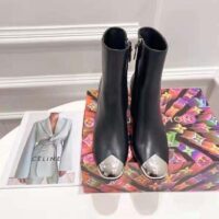 Louis Vuitton LV Women Louise Ankle Boot LV Circle Signature Black Calf Leather Metal Toe Cap
