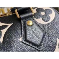 Louis Vuitton Women Speedy Bandoulière 25 Handbag Black Beige Embossed Grained Cowhide Leather