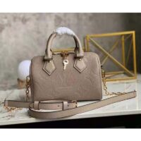 Louis Vuitton Women Speedy Bandoulière 25 Handbag Tourterelle Embossed Grained Cowhide Leather