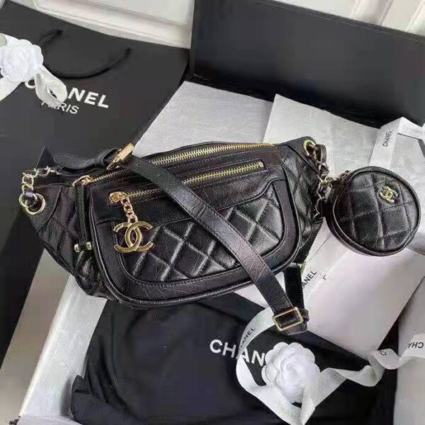 Chanel CC Bumbag Waist Pack Pocket Aged Calfskin Leather-Black (1)