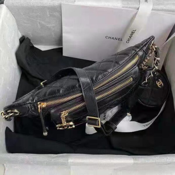 Chanel CC Bumbag Waist Pack Pocket Aged Calfskin Leather-Black (9)