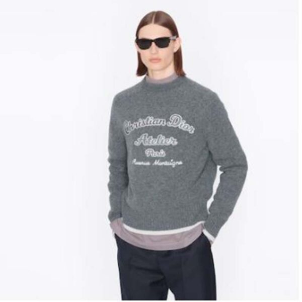 Dior CD Men Christian Dior Atelier Sweater Gray Wool Jersey (2)
