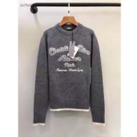 Dior CD Women Christian Dior Atelier Sweater Gray Wool Jersey Sweater Gray Wool Jersey (4)